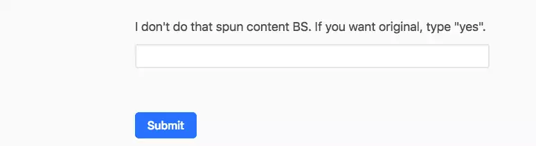 "No spun content BS" Screenshot