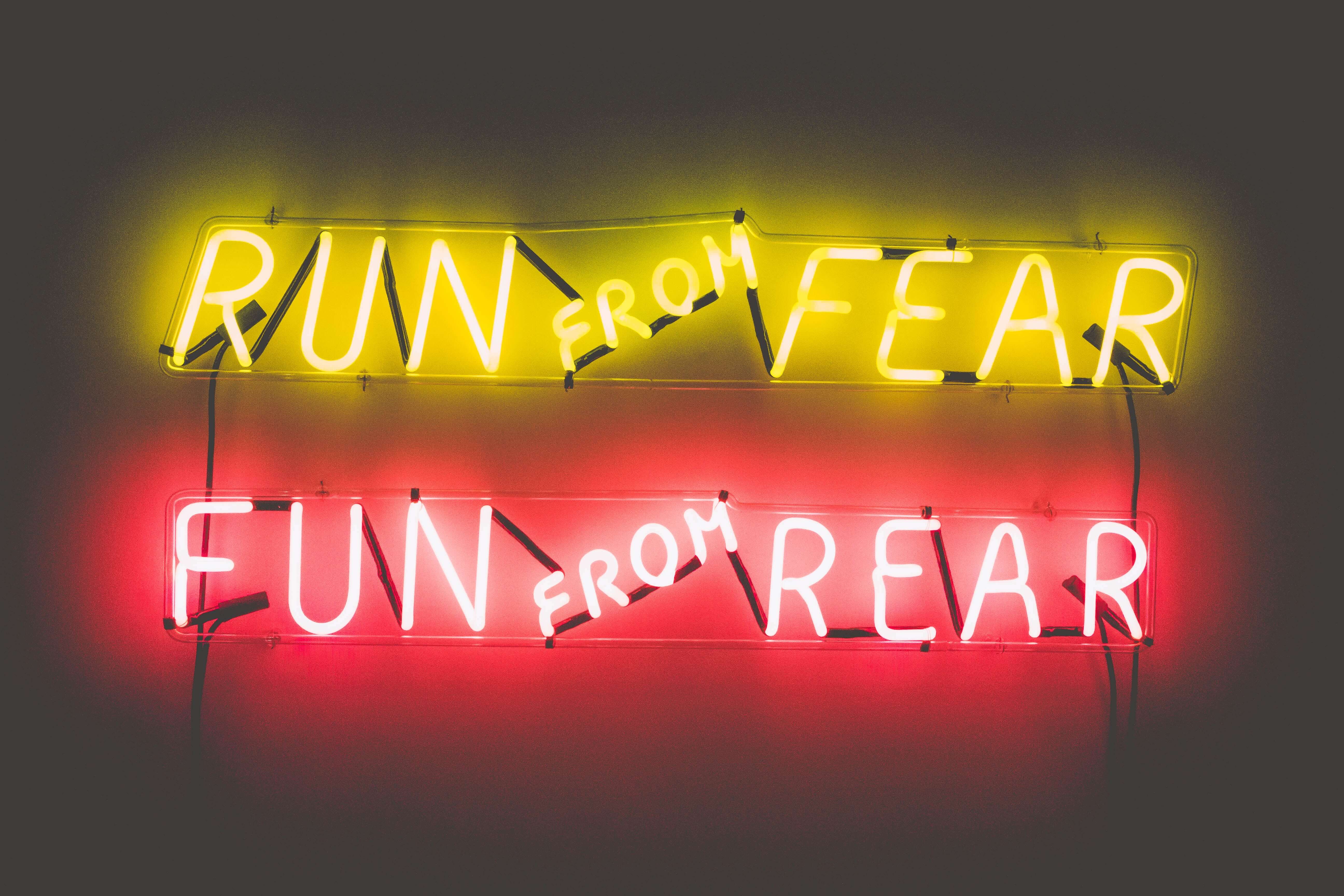 run from fear neon sign 1
