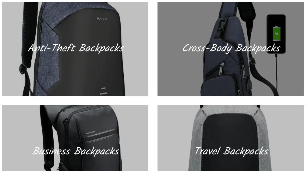 Screenshot from competitor's site selling "anti-theft backpacks"