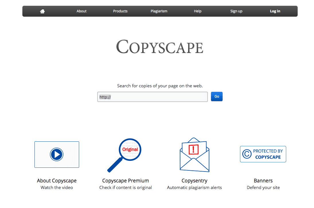 Copyscape homepage