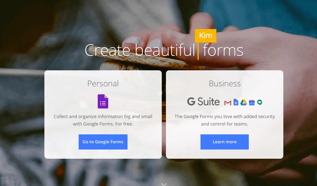 Google Forms main page