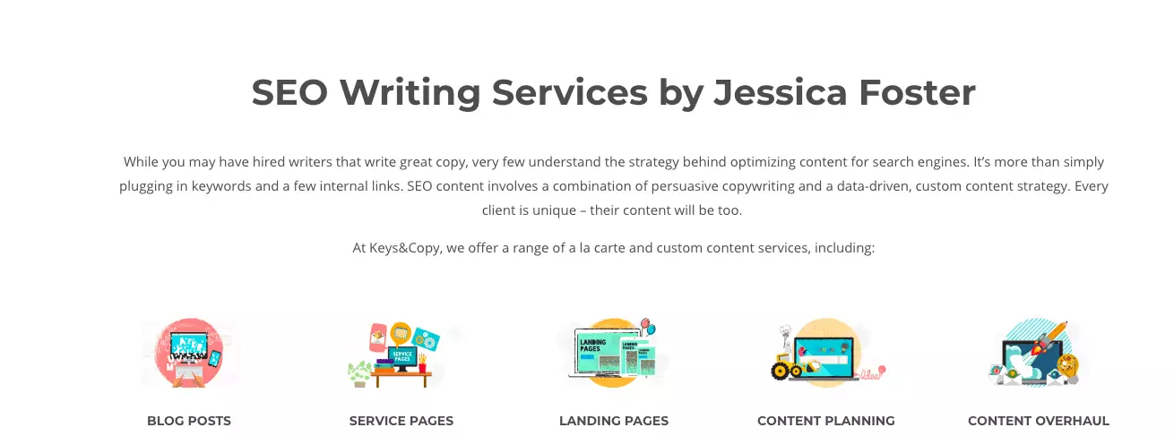 Keys&Copy SEO writing services page