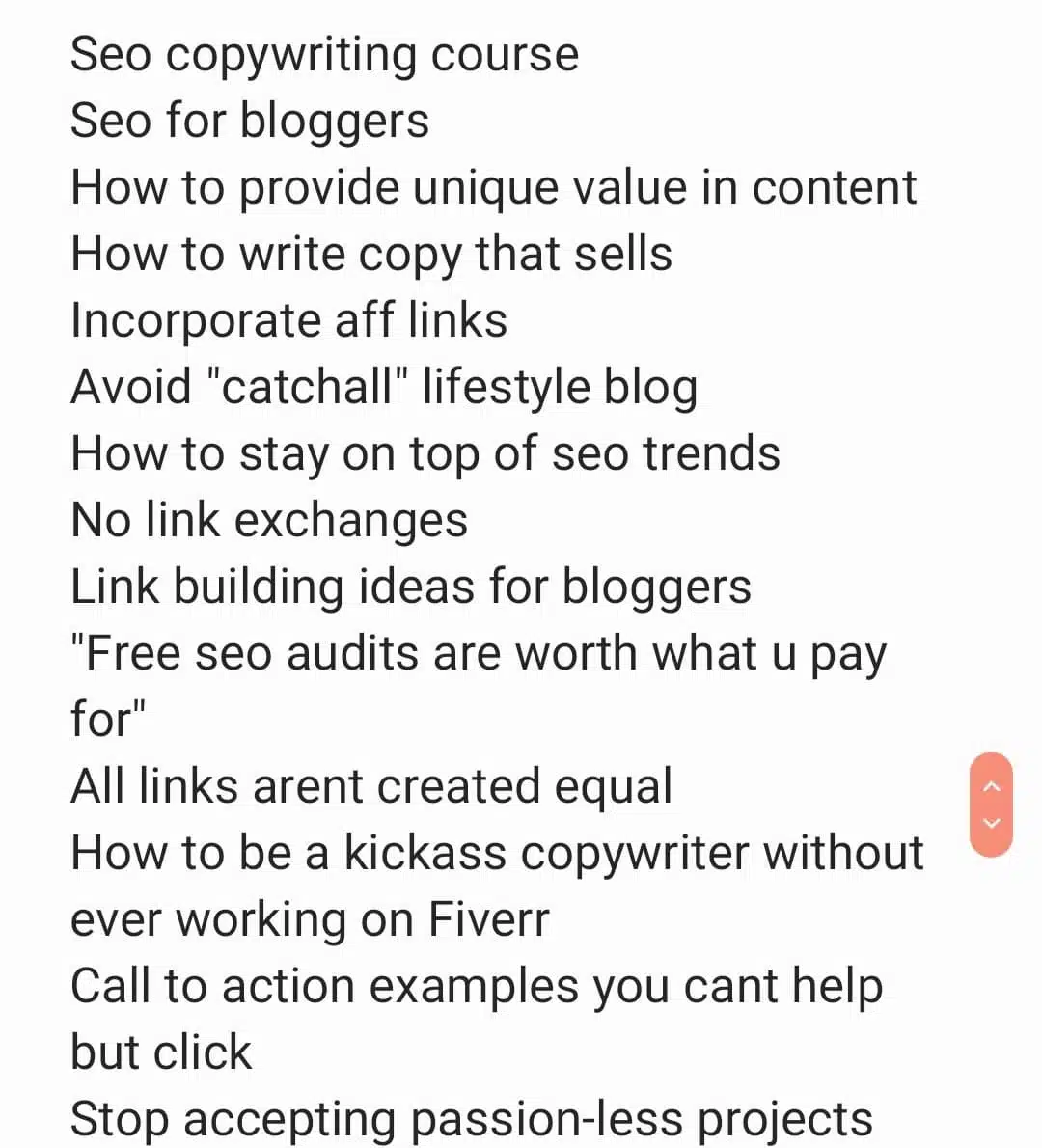 List of Keys&Copy blog post ideas