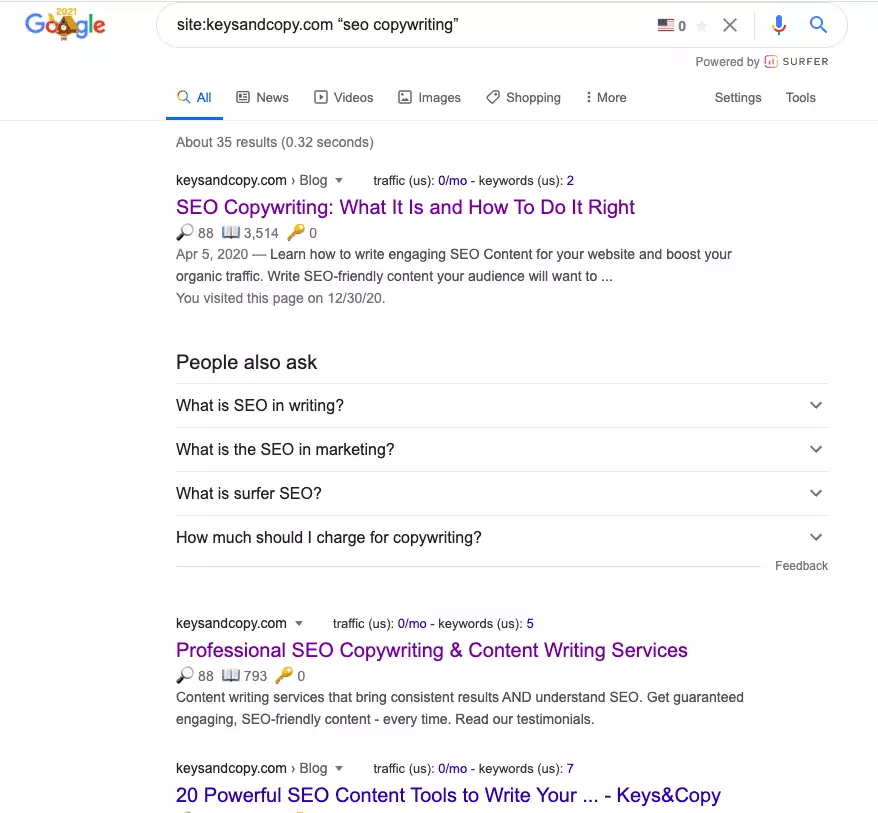 Google site search for Keysandcopy.com